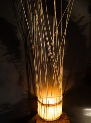 Ecran demi lune osier et toile d&rsquo;abaca