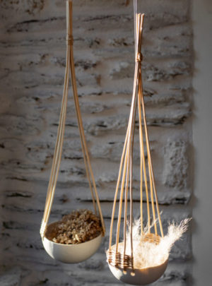 Suspension porcelaine et osier
